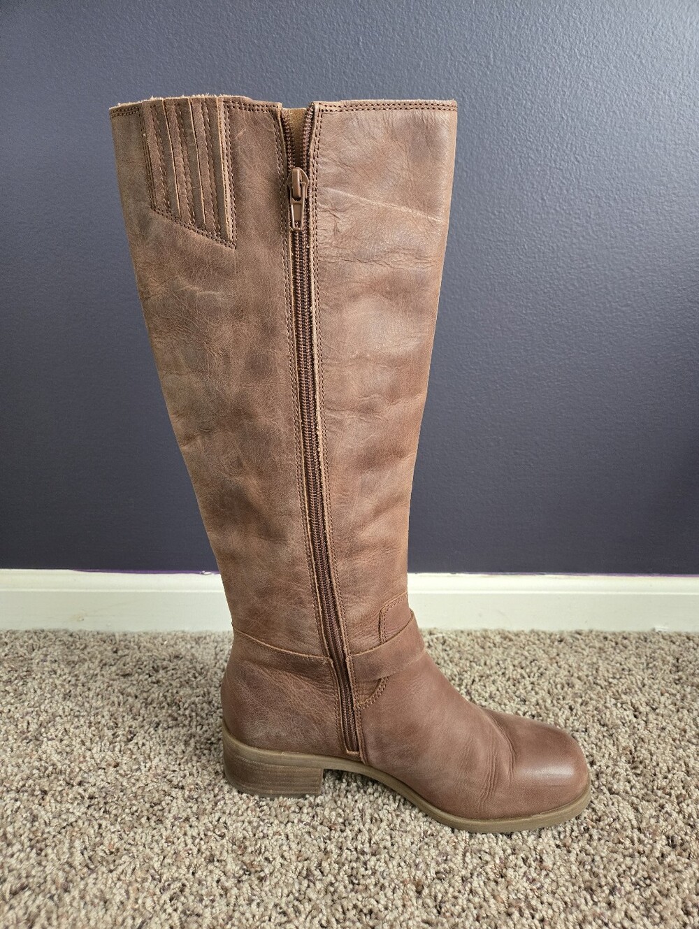 Lucky Brand Inifita Riding Boot - Knee-High Brown Boots - Sz 8 - Picture 13 of 16